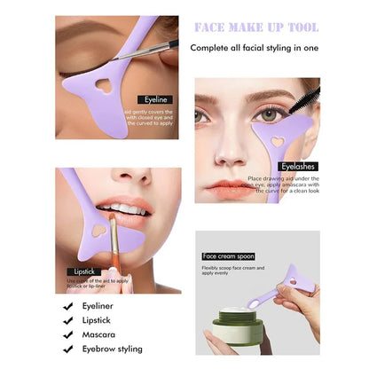 Multi-Functional Eyeliner Stencil Wing Tips - Silicone Makeup Aid for Mascara, Lipstick, and Eyeliner - Reusable Makeup Tools for Precision