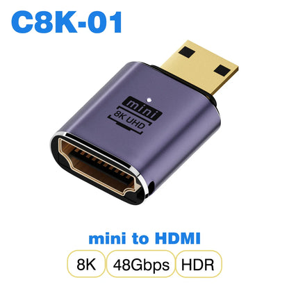 HDMI-Compatible Cable Adapter – Mini/Micro HDMI to HDMI 2.1 Converter, 48Gbps, 8K60Hz, 4K120Hz for PS4, PS5, Laptop, PC, Projector