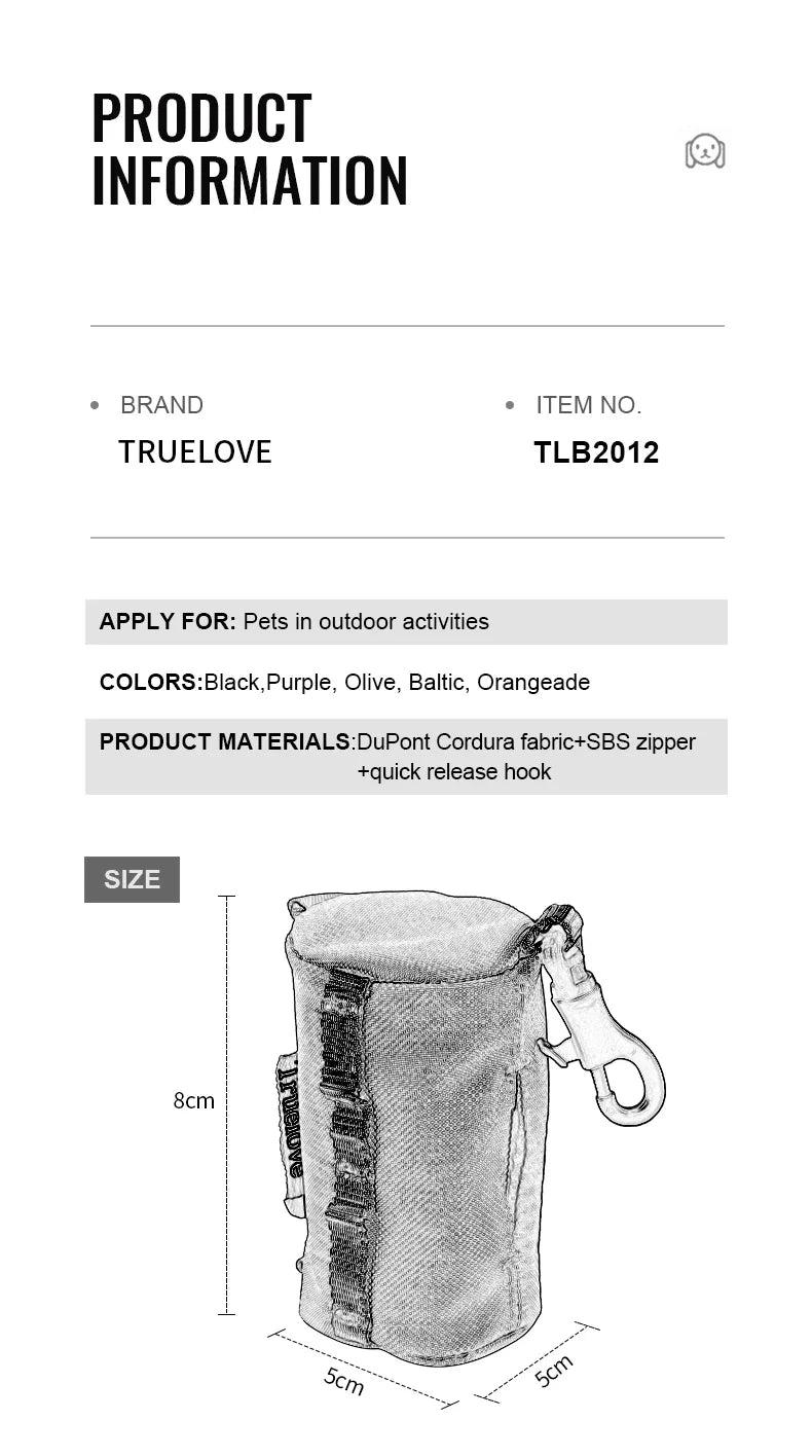 Truelove Pet Dog Poop Bag Holder – Adjustable Dispenser with Carabiner for All Leashes TLB2012
