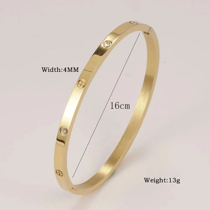 Stainless Steel Cuff Bracelet — Crystal Charm Bangle for Women, Fashion Jewelry