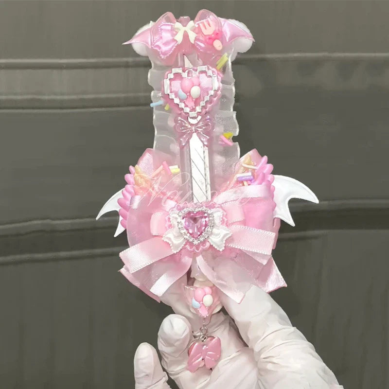 Sweet Pink Korean Y2K Heart Bow Utility Knife – Cute Portable Box Cutter for Students & Scrapbooking