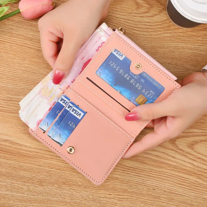 Fashion Women’s Zipper Wallet – Short Patchwork Leather Coin Purse, Card Holder & Phone Pouch Clutch