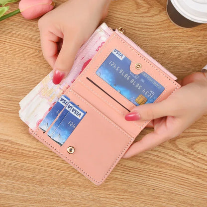Fashion Women’s Zipper Wallet – Short Patchwork Leather Coin Purse, Card Holder & Phone Pouch Clutch