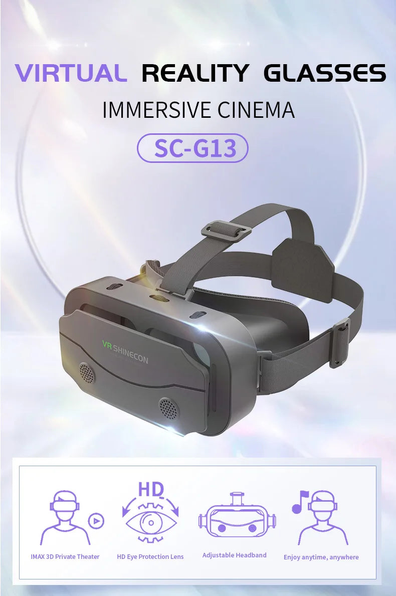 VR Glasses Virtual Reality Headset – 3D Lenses Smart Goggles for Smartphones, Mobile Game Accessory