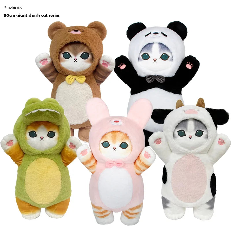 50cm Mofusand Shark Cat Plush Toy Cute Kawaii Soft Stuffed Animal Doll Birthday Gift for Kids