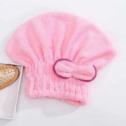 Microfibre Quick-Dry Hair Towel Wrap – Bowknot Bath Cap Bonnet for Women, Designer Bathroom Accessory