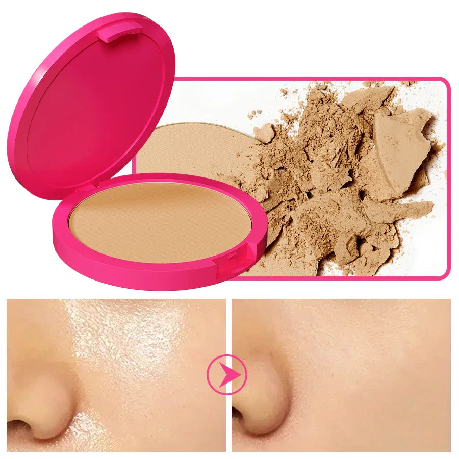 Natural Matte Pressed Powder — Oil Control Brightening Face Foundation & Concealer