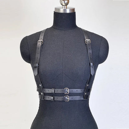 Women's PU Leather Waist Belt - Punk Gothic Chest Harness Harajuku Suspenders