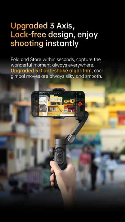 AOCHUAN 3-Axis Handheld Gimbal Stabilizer – SmartXE for iPhone & Android, AI Face Tracking for TikTok & Vlog Videos