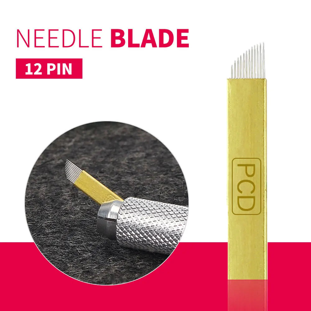50pcs PCD Microblading Eyebrow Needles – F12/14/19 Tebori Blades for 3D Embroidery Manual Pen