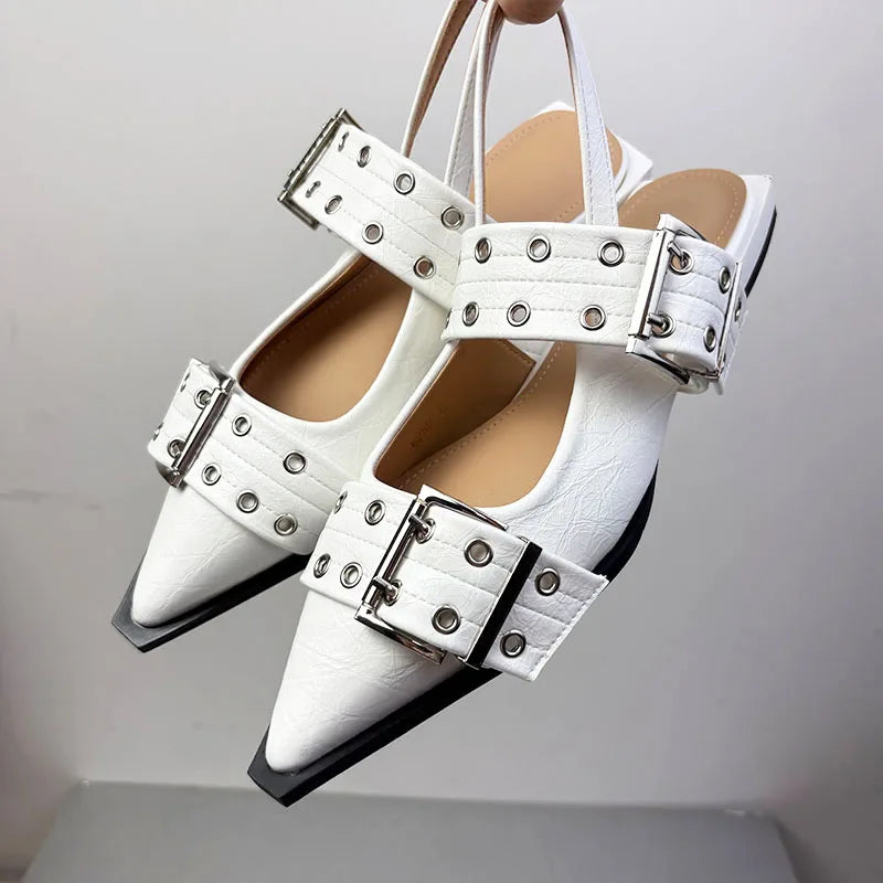Women’s Pointed Toe Slingback Sandals – 2025 Spring Fashion Flats, Large Sizes