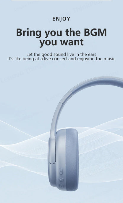 Original Lenovo TH20 Wireless Bluetooth 5.3 Headphones - Dual Mode, Foldable Sport Headset, Music & Gaming Earphones