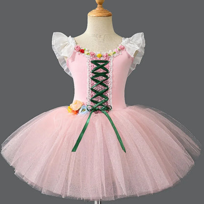 Girls Princess Ballet Tutu Dress - Elegant Stage Performance and Party Dance Costume