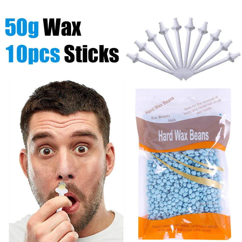 Portable Nose Wax Kit 50g-100g for Men & Women - Nail & Nose Hair Removal with Cleaning Wax Kit & Clipper