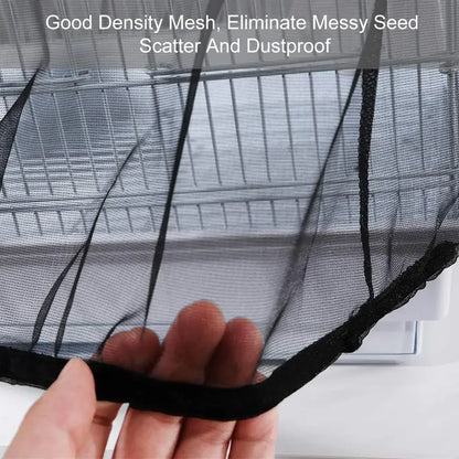 Stretchy Mesh Bird Cage Cover - Easy Cleaning Guard and Catcher - Parrot Cage Skirt Net Jaula Para Pájaros