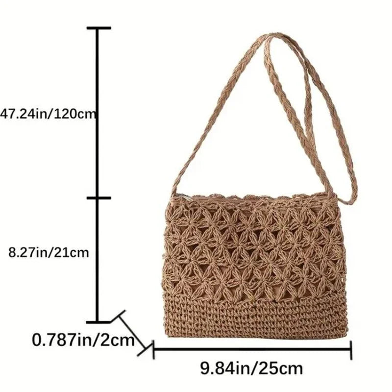 Woven Straw Crossbody Bag - Small Fashionable Shoulder Handbag for Women
