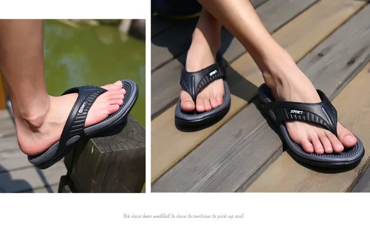 YRZL Summer Men’s Flip Flops - 2024 Soft Bottom Non-Slip Beach Sandals, Comfortable Outdoor Slide Slippers