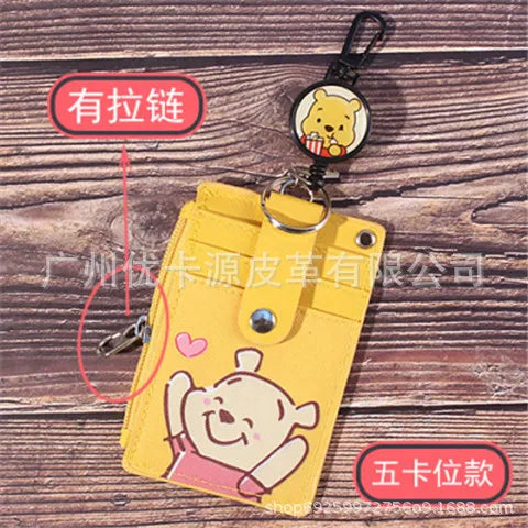Unisex 5-Bit Badge Reel Business Card Holder with PU Neck Strap & Coin Purse – ID, Bus & IC Card Lanyard
