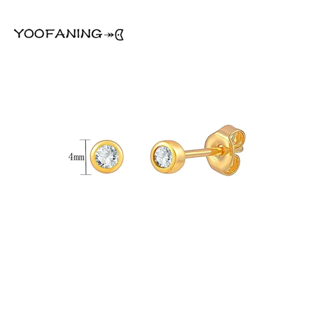 925 Sterling Silver Ear Needle Earrings – Simple Circular Gold & Silver Studs for Women Jewelry (Multiple Sizes)
