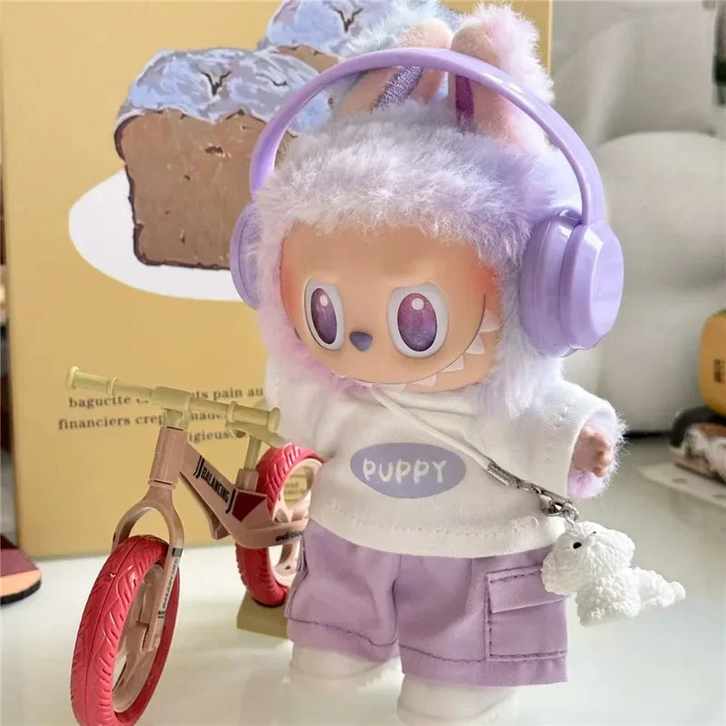 Labubu 15-17cm Doll Sports Outfit – LA Baseball & Trendy Tennis/Badminton Clothing, T-Shirt & Cargo Pants Set