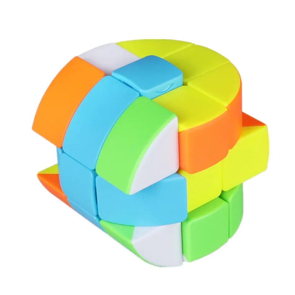 QiYi ECube Cylindrical 3x3 Magic Cube – Stickerless Strange Shape Twisty Puzzle Educational Learning Toy for Brain Training