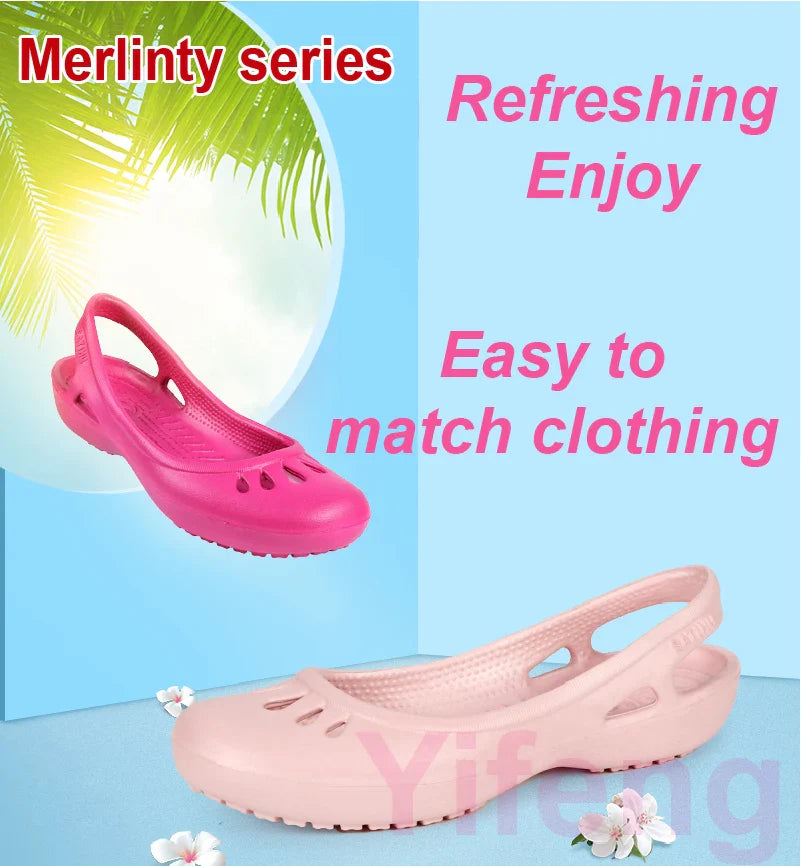 Certified Satihu Summer Lightweight Anti-Slip Clogs for Women - Flat Bottom Sandals, Nurse, Outdoor, Beach Jelly Shoes