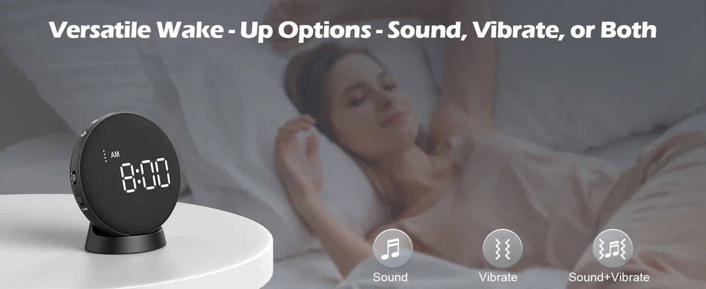 Awakening Vibrating Alarm Clock – Loud Bed Shaker for Heavy Sleepers & Hearing Impaired, Wireless Magnetic Charging