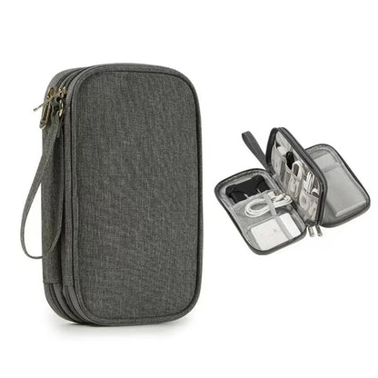 Travel Electronics Organizer Bag — Portable Waterproof Double-Layer Storage for Cables, Wires & Accessories