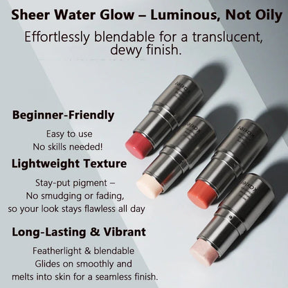 Waterproof Face Highlighter & Blush Stick – Glitter Makeup Cream for Contour, Illuminator, Shimmer & Rouge