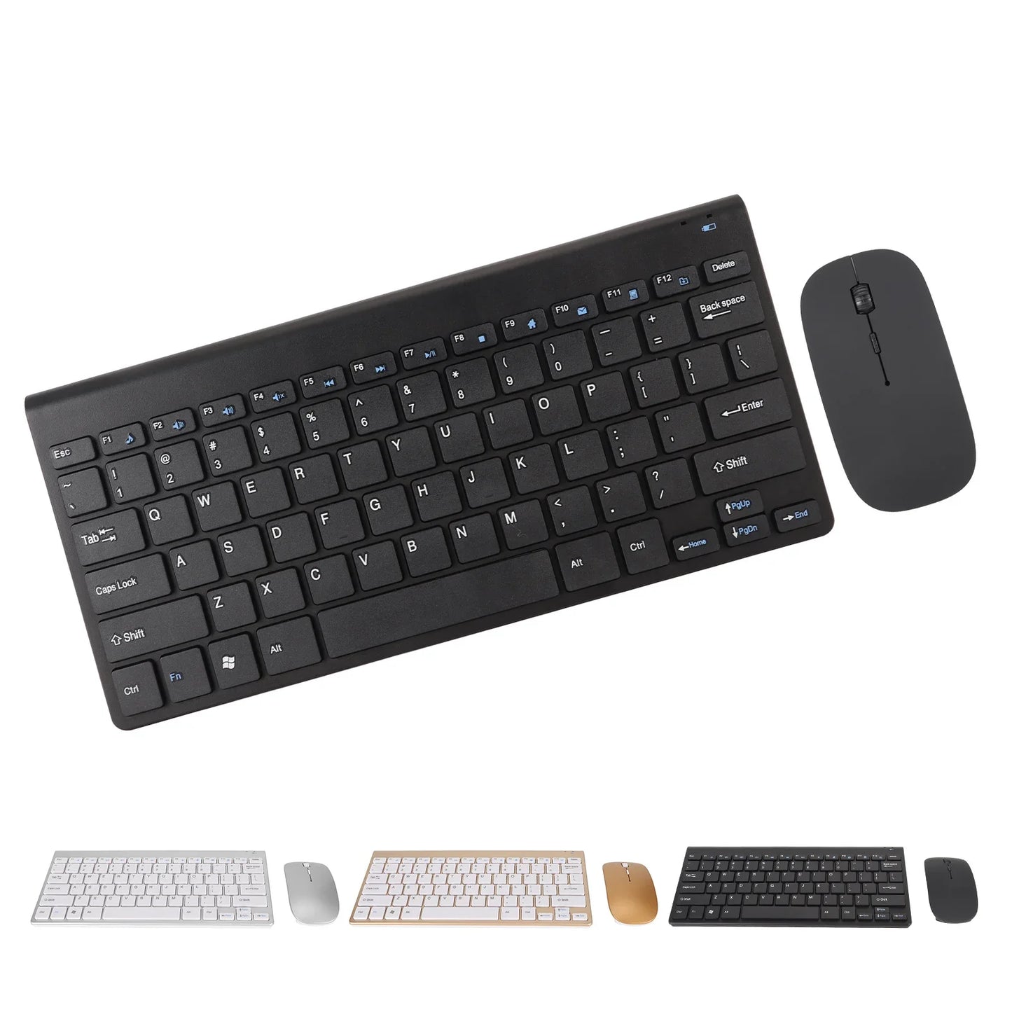 Slim Wireless Keyboard and Mouse Combo – Portable Silent Power-Saving Kit with LED Indicator for Home
