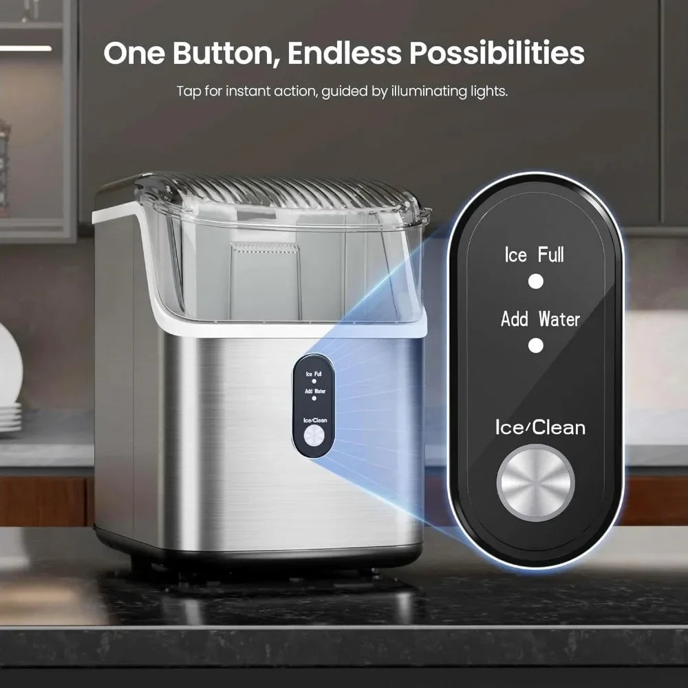 Sonic Ice Maker – 35lbs/Day Capacity, Self-Cleaning, with Scoop & Basket Ice Machine