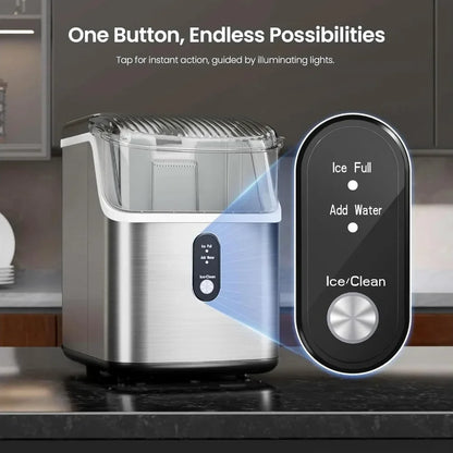 Sonic Ice Maker – 35lbs/Day Capacity, Self-Cleaning, with Scoop & Basket Ice Machine