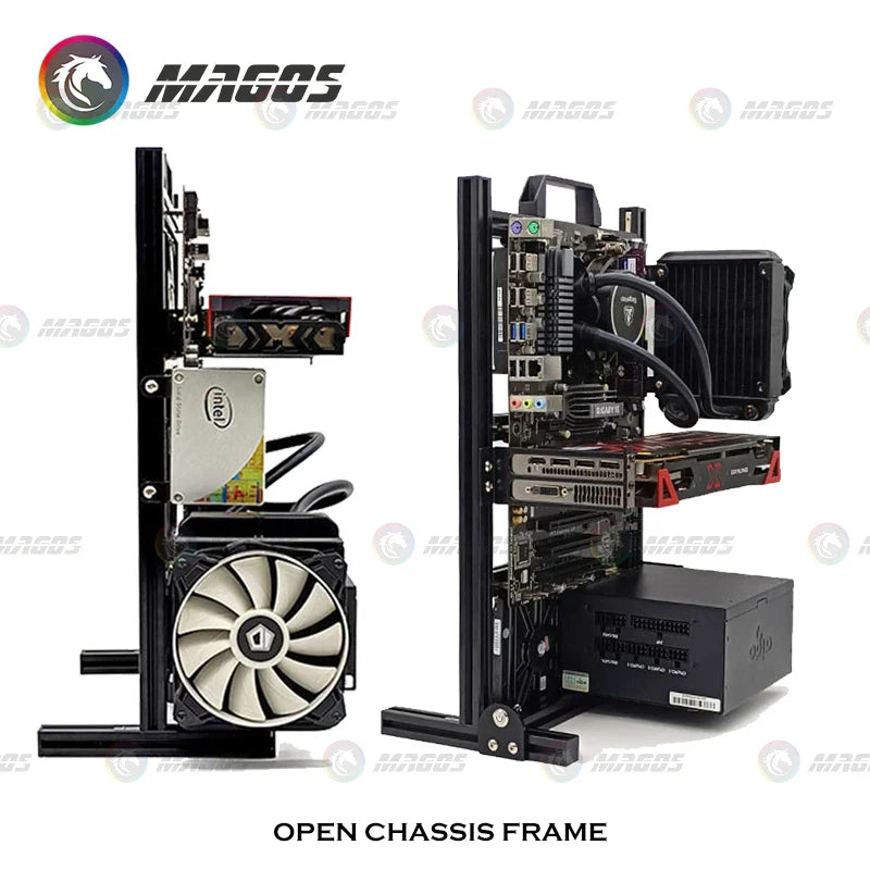 Aluminum Open Frame PC Case – Supports ITX/MATX/ATX Motherboards, Vertical Gaming Cabinet for DIY & Water Cooling Builds