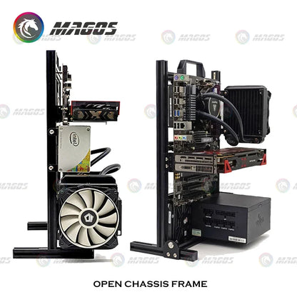 Aluminum Open Frame PC Case – Supports ITX/MATX/ATX Motherboards, Vertical Gaming Cabinet for DIY & Water Cooling Builds