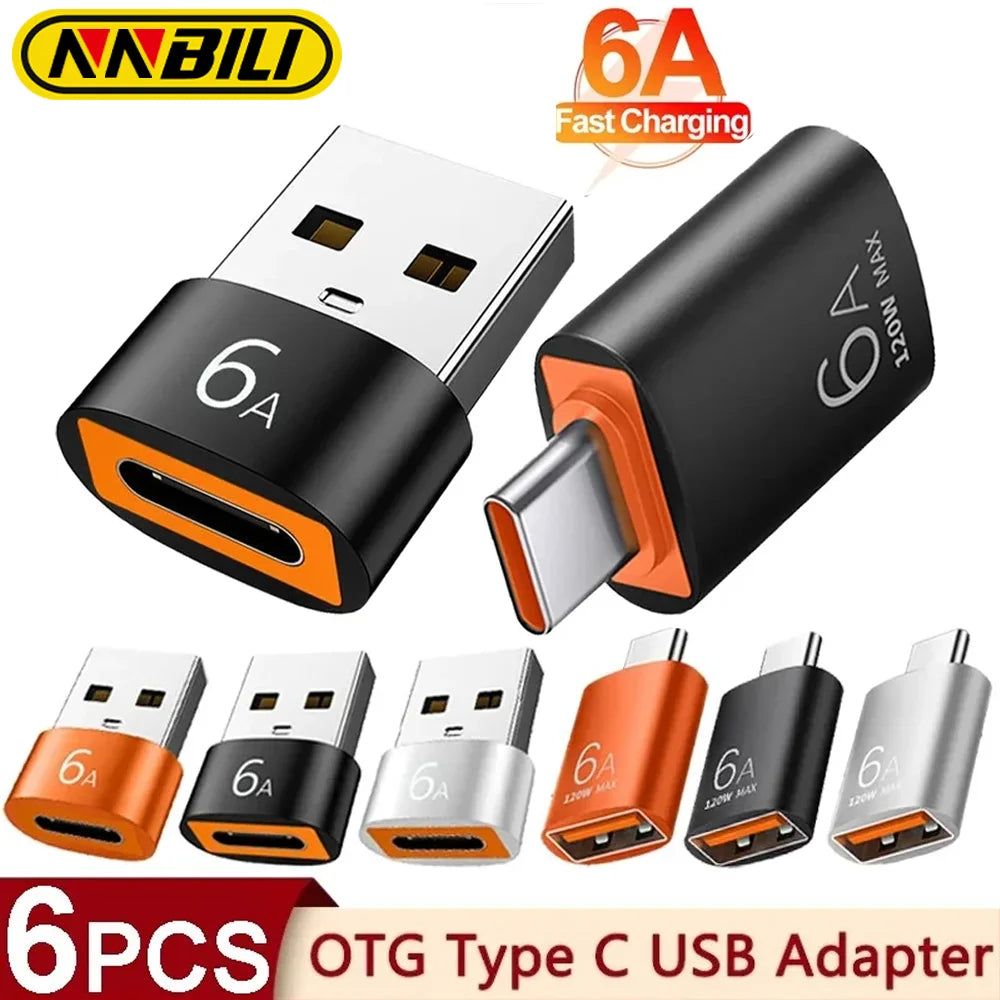 6A USB 3.0 to Type-C & Type-C to USB OTG Adapter – Fast Charging Connector for Samsung, Xiaomi, PC & MacBook Pro
