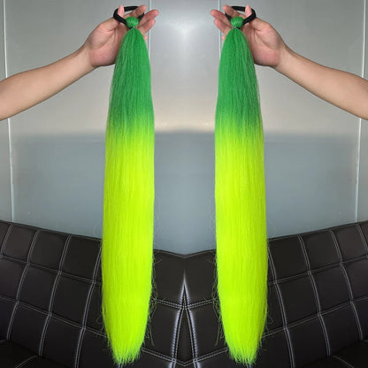 Synthetic Colorful Ponytail Extensions – Long Straight Braided Hairpieces with Rubber Band for Women