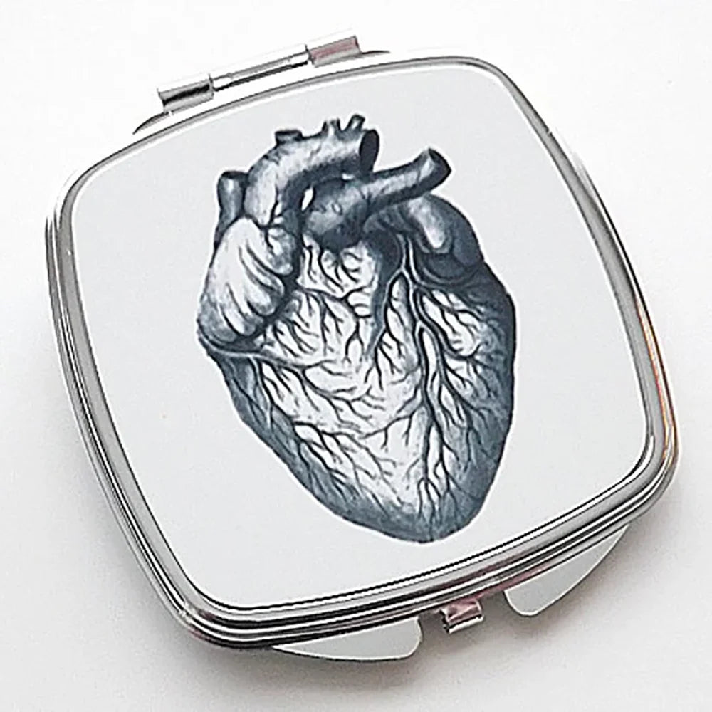 Gothic Anatomical Heart Skull Compact Mirror - Halloween Medical Student, Doctor & Graduation Gift for Her