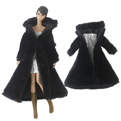 1:6 Scale Doll Clothes – Fur Coat Dress Outfit for 11.5" (30cm) Dolls, Multiple Styles, Gift for Girls