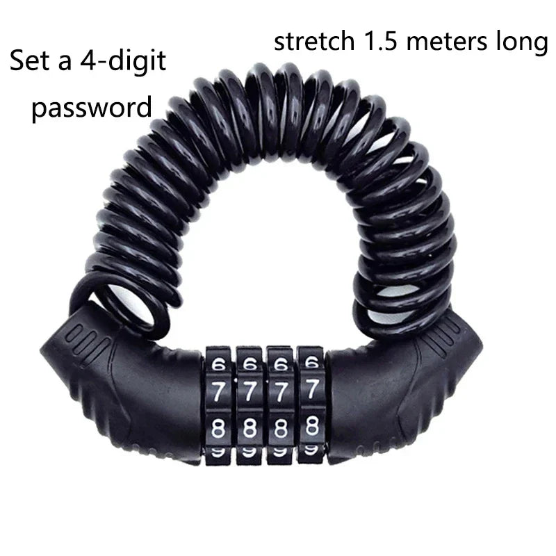 Universal Motorcycle & Bicycle Security Lock – Portable Helmet Password Wire Anti-Theft MTB & Road Bike Lock