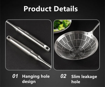 3 Sizes Round 304 Stainless Steel Strainer Set – Long Handle Kitchen Sieves for Hot Pot, Oil Filter & Cooking Tools