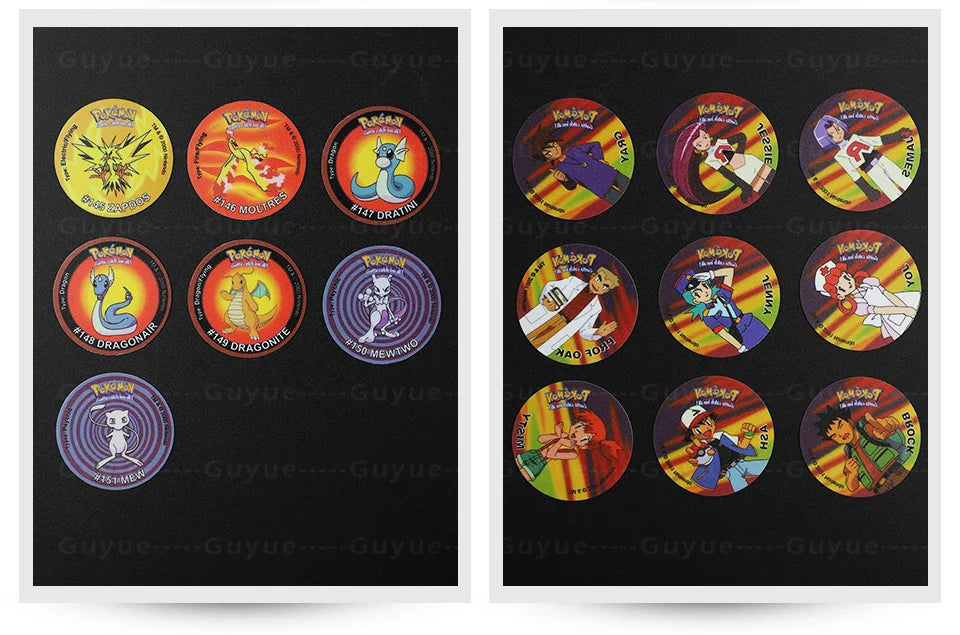 100/160pcs Pokemon Tazos – 1st & 2nd Generation 3D Round and Square Collector Cards, Album Trainer Pogs for Cheetos Chipitaps