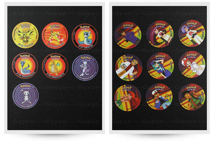 100/160pcs Pokemon Tazos – 1st & 2nd Generation 3D Round and Square Collector Cards, Album Trainer Pogs for Cheetos Chipitaps