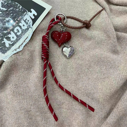 Kawaii Heart Leather Keychain - Trendy Chocolate Pendant Bag Charm Decorative Accessory