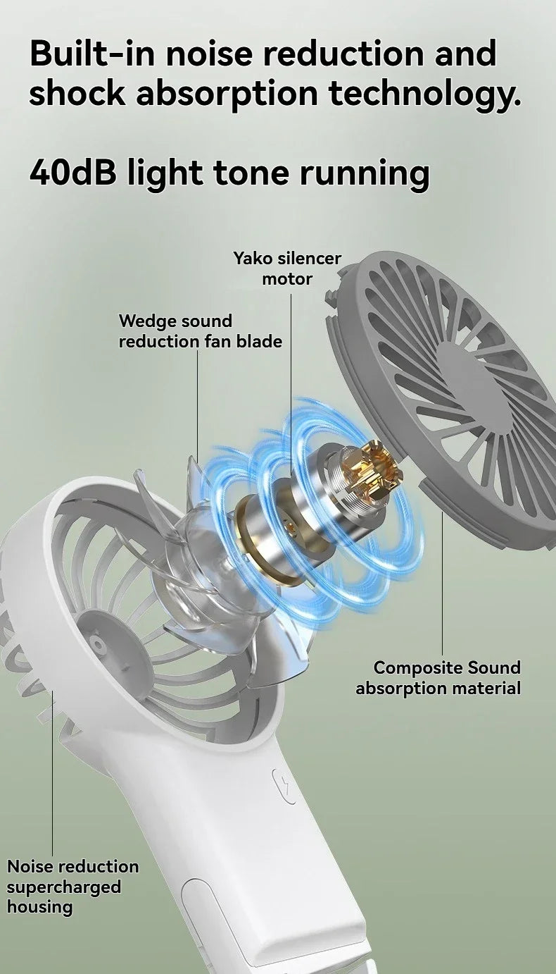 New Foldable USB Rechargeable Mini Fan | Handheld Desktop Fan with Cartoon Design & Hook for Outdoor, Home & Office Use