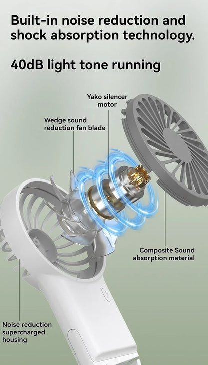 New Foldable USB Rechargeable Mini Fan | Handheld Desktop Fan with Cartoon Design & Hook for Outdoor, Home & Office Use