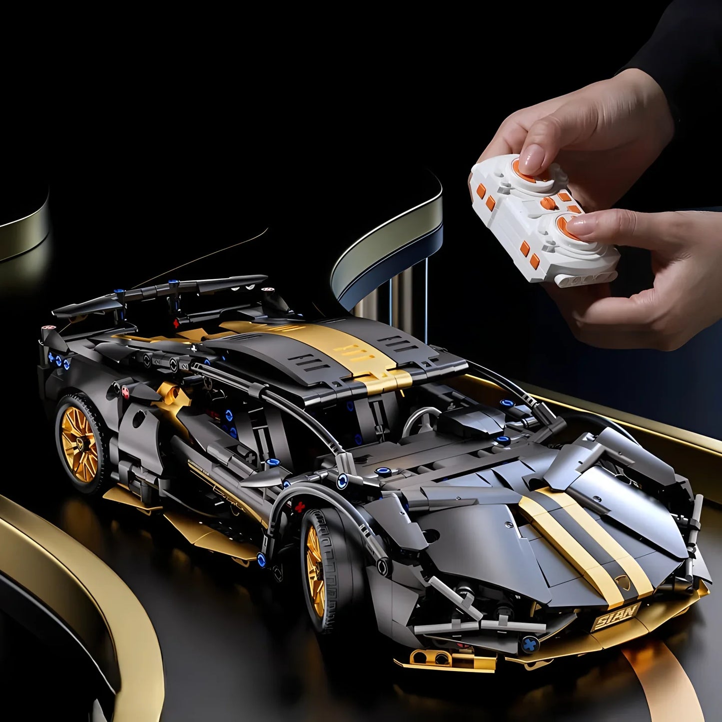 1:14 Technical Racing Sport Car Model Building Blocks – DIY Supercar Brick Puzzle for Adults & Kids, 1280+ Pieces