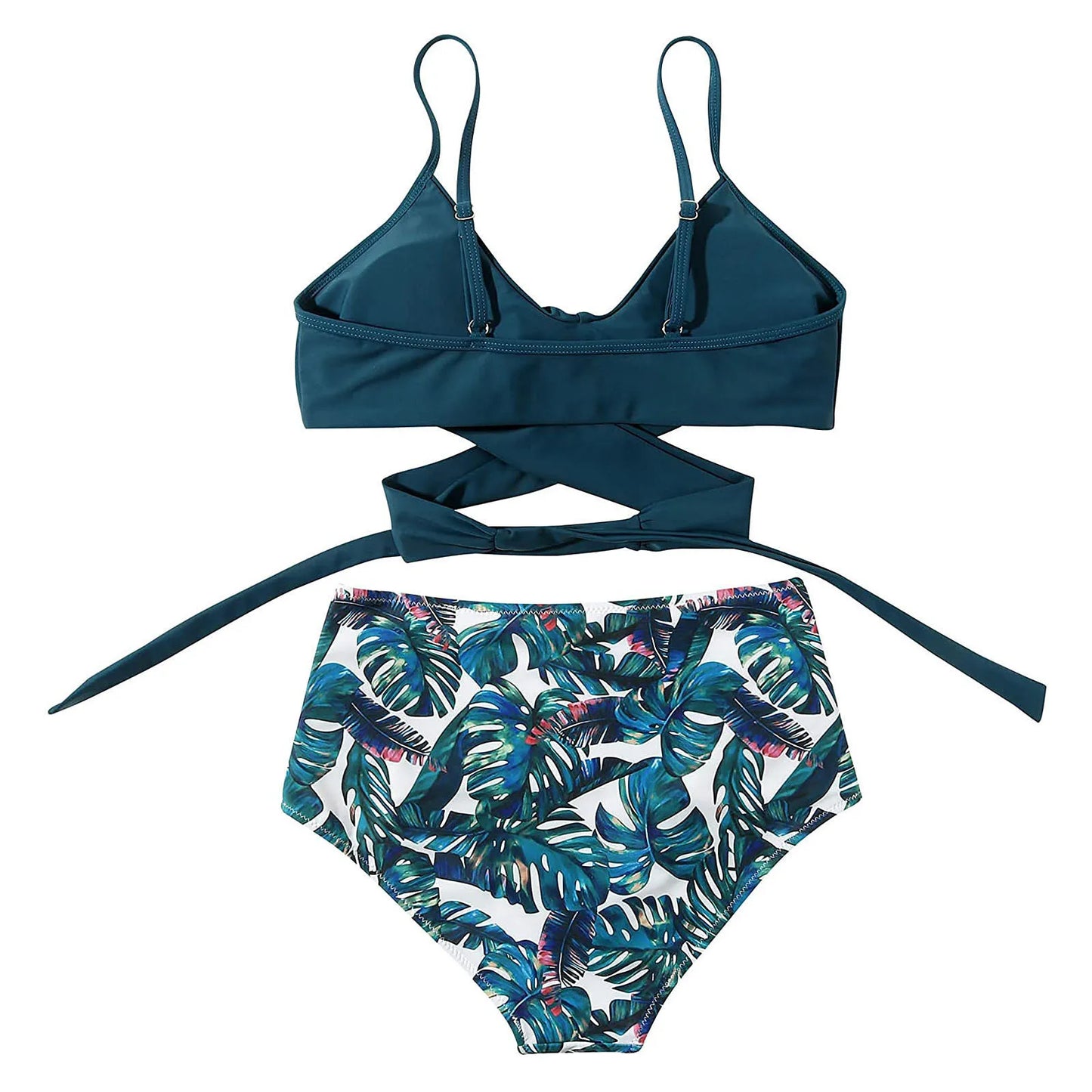 Floral Print Cross High Waist Bikini – Women’s Two-Piece Beach Swimsuit for Teenagers 2024 Trend