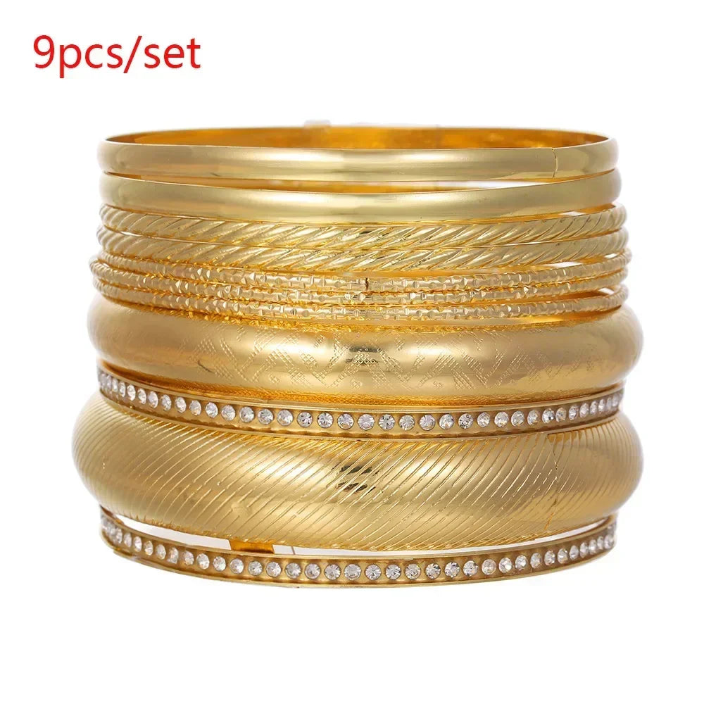 12Pcs Punk Curb Cuban Chain Bracelet Set for Women – Gold Miami Boho Thick Charm Bangles Fashion Jewelry