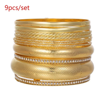 12Pcs Punk Curb Cuban Chain Bracelet Set for Women – Gold Miami Boho Thick Charm Bangles Fashion Jewelry