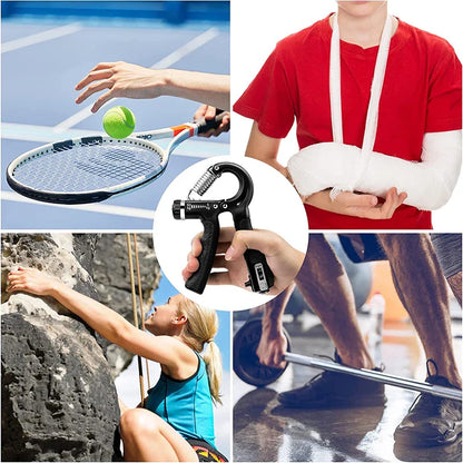 Adjustable Hand Grip Strengthener with Counter - 5-60kg Hand Grip Trainer for Wrist, Forearm, and Hand Exercise - Muscle Building